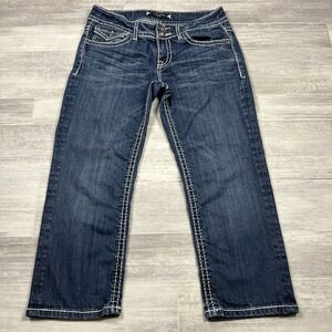 Vigoss‎ Capri Embroidered Studded Jeans Women's Size 30 X 23 Dark Wash Denim
